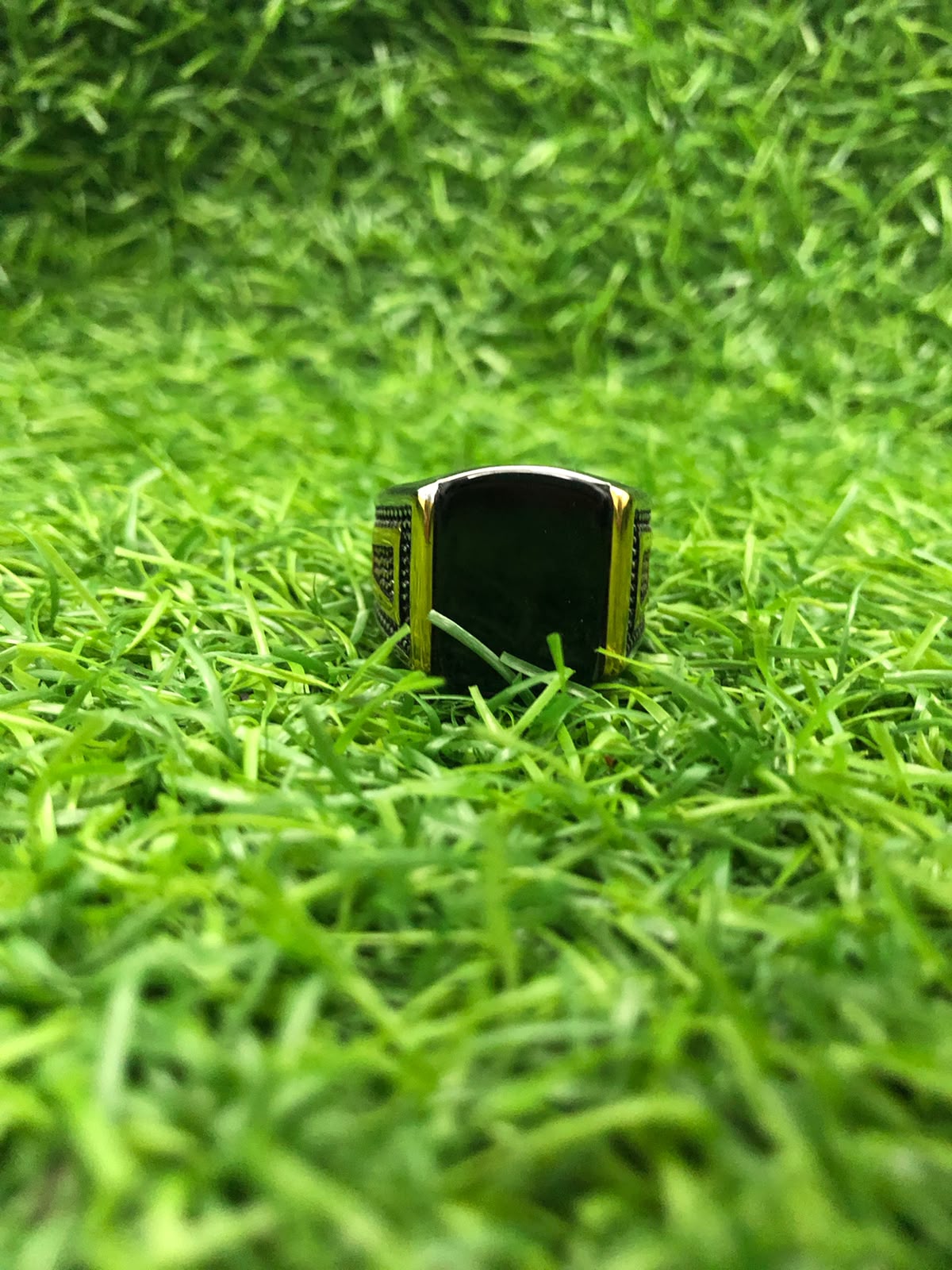 Men's Black Stone Signet Ring